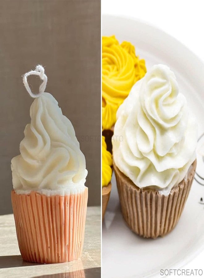 SOFTCREATO 3D Ice Cream Cupcake Candle Silicone Mould | Cupcake Swirl Shape Soap Mold Clay Molds Silicone Candle Making Soaps Making Molds for Chocolate Fondant, Resin Casting DIY Mould- 1pc - Image 5